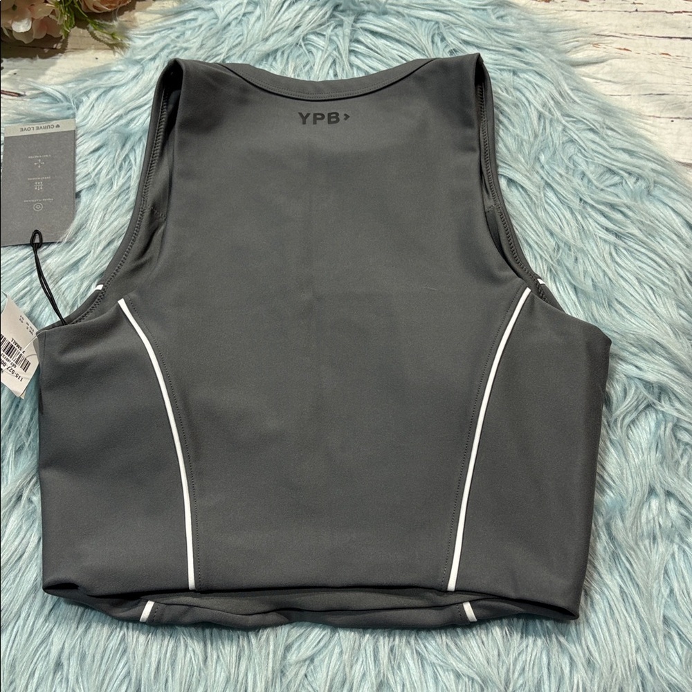 NWT Abercrombie & Fitch YPB Henley Gray Cropped Athletic Tank - Picture 8 of 9